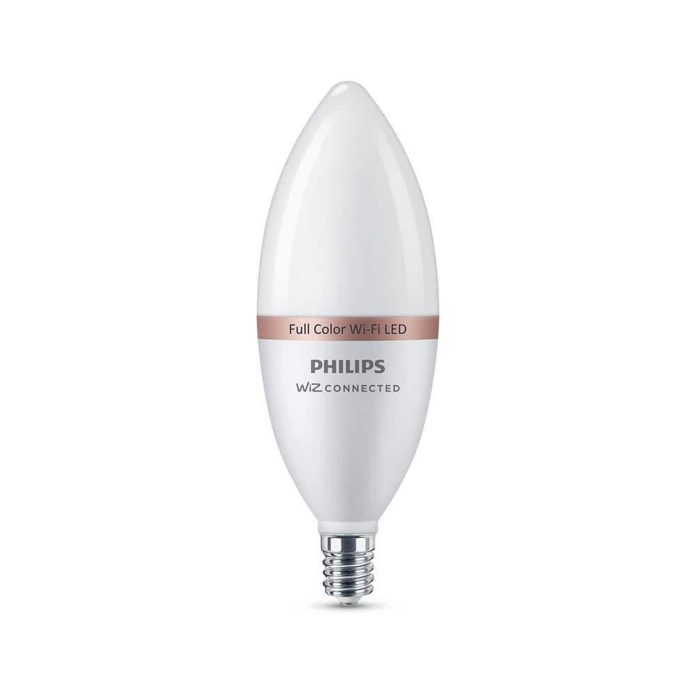 Spectaculair Beschuldigingen interferentie Philips Color and Tunable White B12 LED 40W Equivalent Dimmable Smart Wi-Fi  Wiz Connected Wireless LED Light Bulb 562454 - The Home Depot