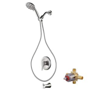 7-Spray Single Handle Tub and Shower Faucet 1.8 GPM with Handheld in Brushed Nickel Valve Included