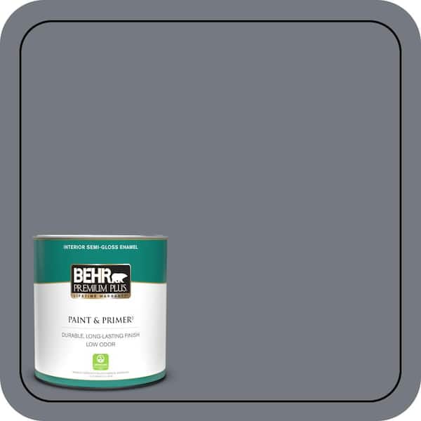 BEHR PREMIUM PLUS 1 qt. #N510-5 Liquid Mercury color Semi-Gloss Enamel Low Odor Interior Paint & Primer