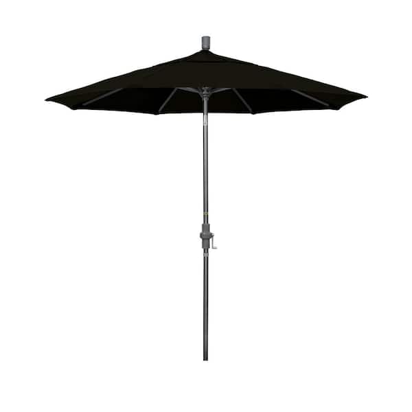California Umbrella 7.5 ft. Hammertone Grey Aluminum Market Patio Umbrella Collar Tilt Crank Lift in Lemon Olefin
