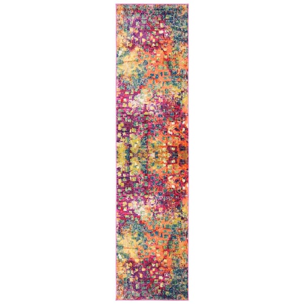 Madison Fuchsia/Gold 2 ft. x 22 ft. Geometric Runner Rug