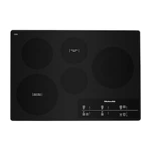 30 in. Radiant Electric Cooktop in Black Stainless Steel with 5 Elements Including Double-Ring Element