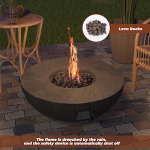 30,000 BTU 28. in. Round Outdoor Gas Fire Pit Table Electrical Ignition Black Fire Bowl