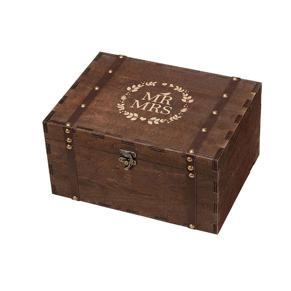 Faux Leather Decorative Box Large Wooden Keepsake, Jewelry