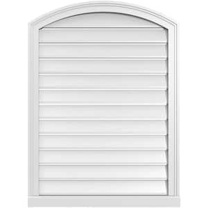 28 in. x 36 in. Arch Top Surface Mount PVC Gable Vent: Decorative with Brickmould Sill Frame