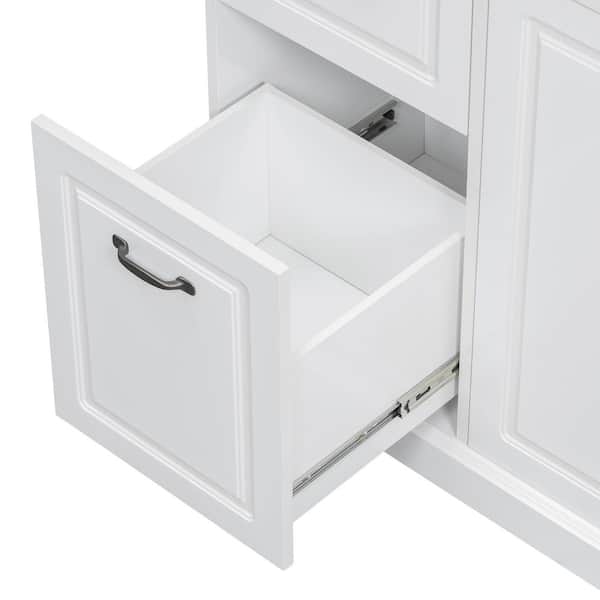Harper & Bright Designs White 70.9 in. Storage Cabinet with Tilt-Out Hamper, 2 Drawers and 2 Adjustable Shelves FSX043AAK