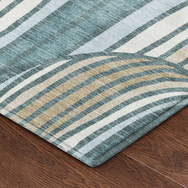 Mayfield Premium Machine Washable Abstract AMF2546 Teal 2 ft. x 3 ft. Accent Rug
