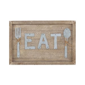 Eat Wood and Galvanized Metal Decorative Sign