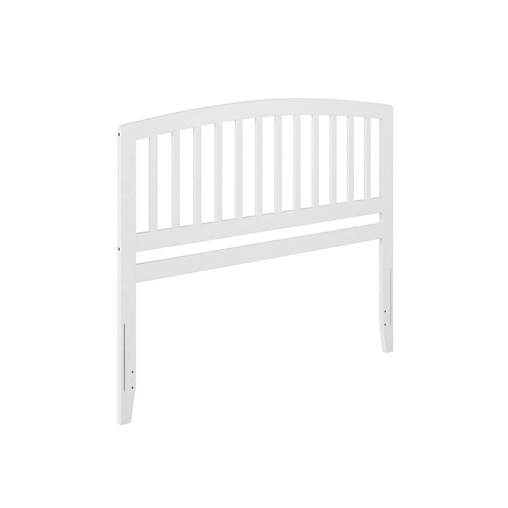 Queen White Wood Slatted Headboard with USB Charging Station