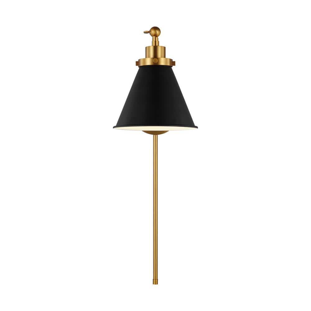Midnight Elegance Dimmable Black and Brass Swing Arm Sconce