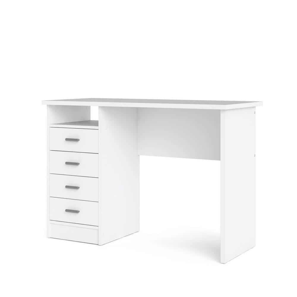 Tvilum 44 in. Rectangular White 4 Drawer Writing Desk with Built-In Storage 8014649 - The Home Depot