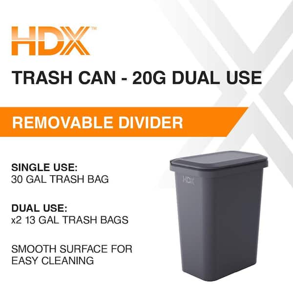 20 gal. Black Dual Compartment Resin Indoor Trash Can with Lid