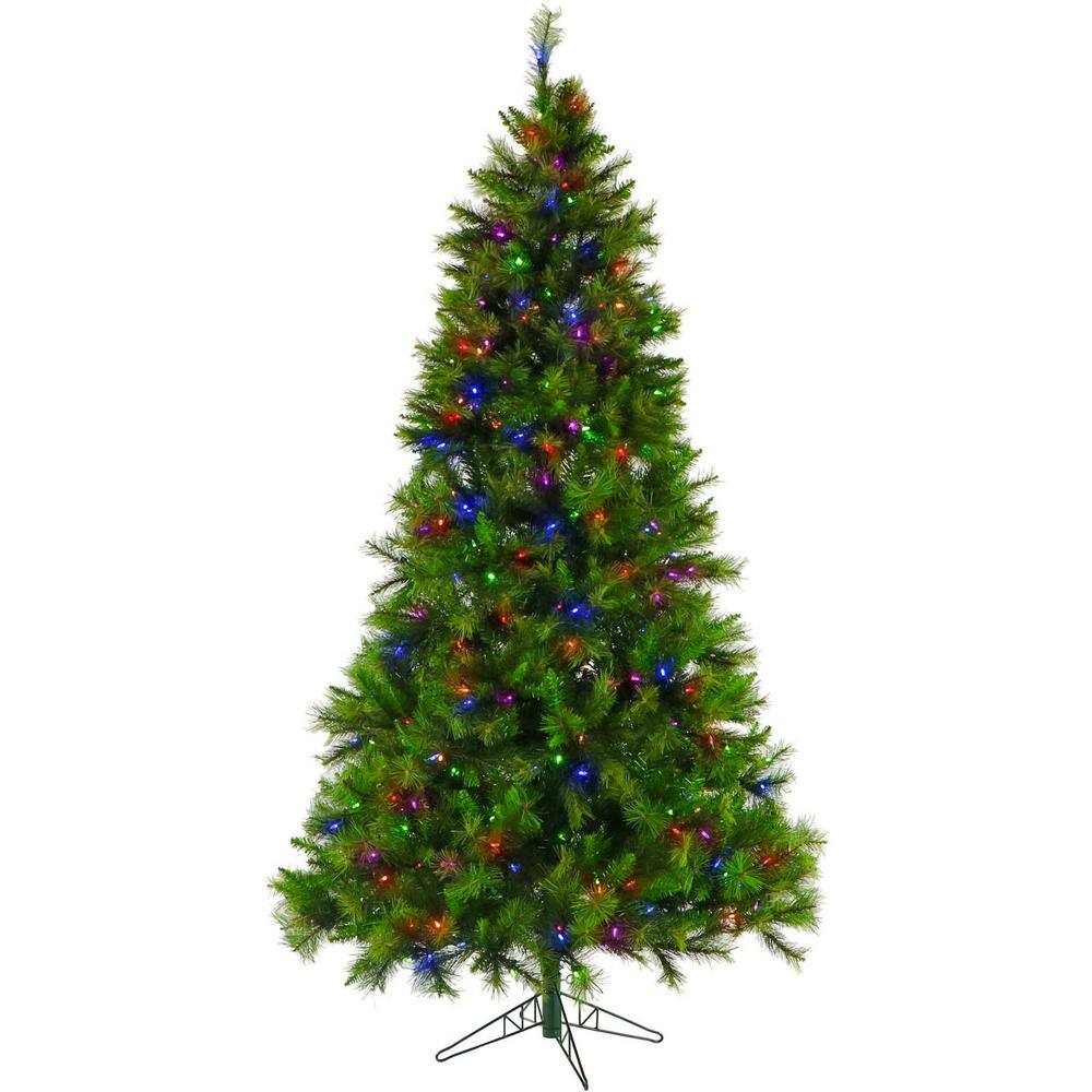 6.5-ft. Pre-Lit Canyon Pine Green Artificial Artificial Christmas Tree, Mul