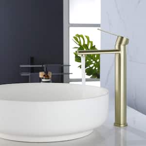 Amii 12.4 in. H Single Handle Single-Hole Bathroom Faucet in Brushed Gold