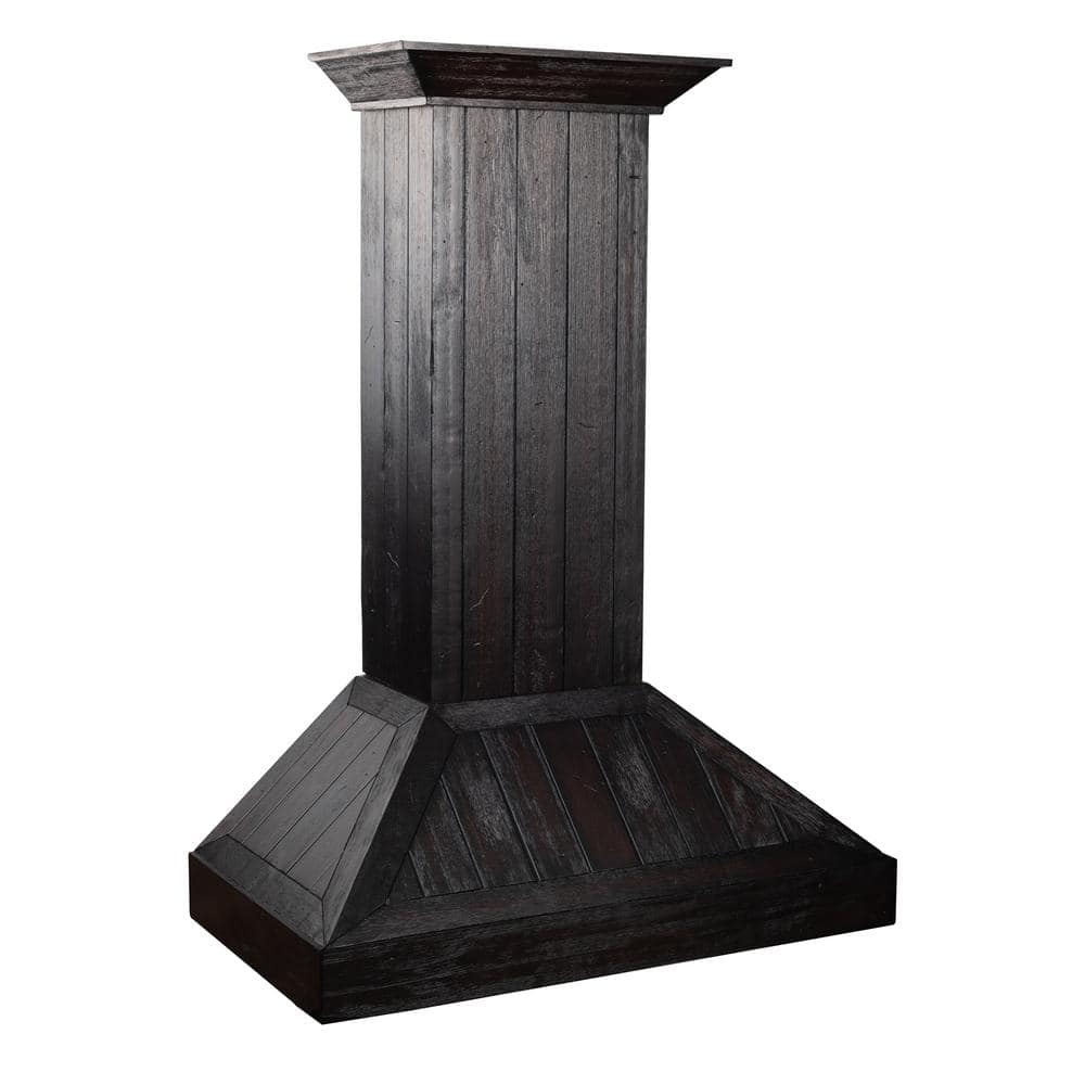 36 in. 400 CFM Ducted Vent Wall Mount Range Hood in Distressed Black Wood