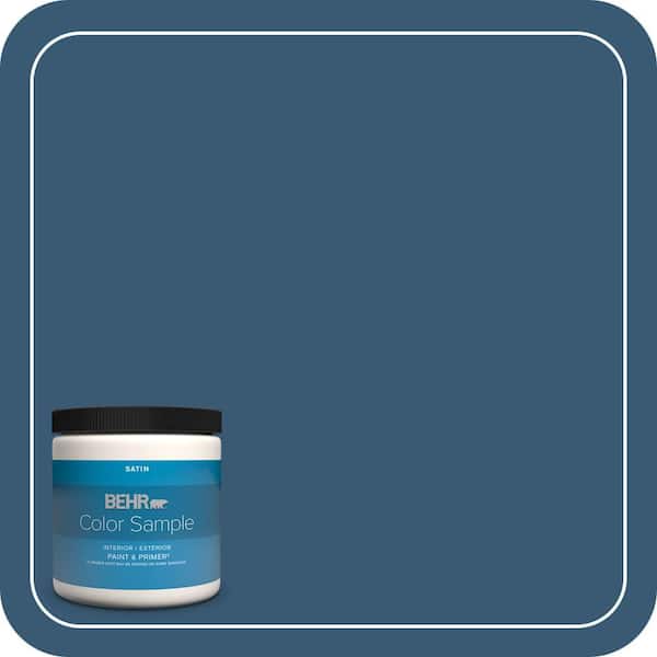 BEHR PREMIUM PLUS 8 oz. #M500-6 Express Blue Satin Enamel Interior/Exterior Paint & Primer Color Sample