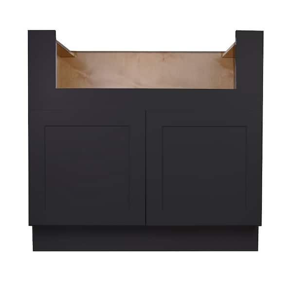 Unbranded Shaker Assembled 33 in. W x 34.5 in. H x 24 in. D Farm Sink Base Cabinet with 2 Doors in Charcoal Black
