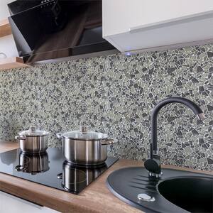 Sandbank Pebble Beige 11.875 in. x 11.875 in. Glossy Glass Mosaic Tile (9.79 sq. ft./Case)