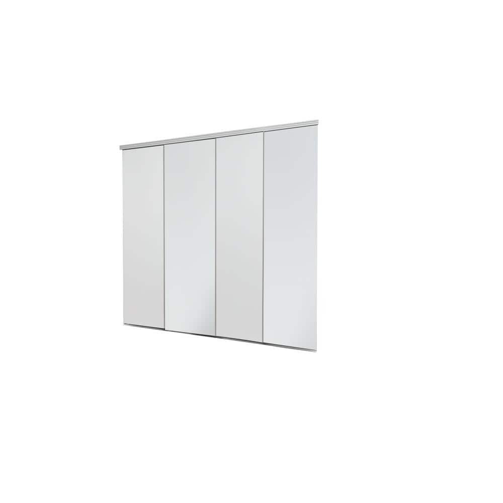 Off-White Solid Core 4-Panel Sliding Closet Doors with Glass