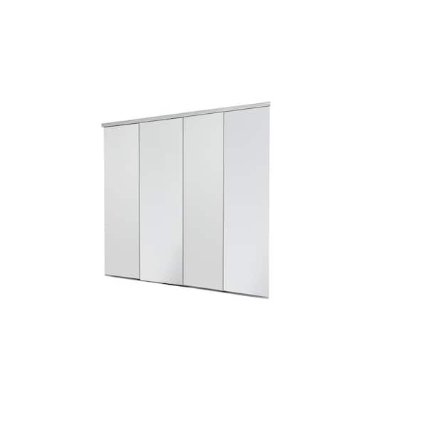 Impact Plus 120 in. x 80 in. Smooth Flush White Solid Core MDF Interior Closet Sliding Door with Matching Trim