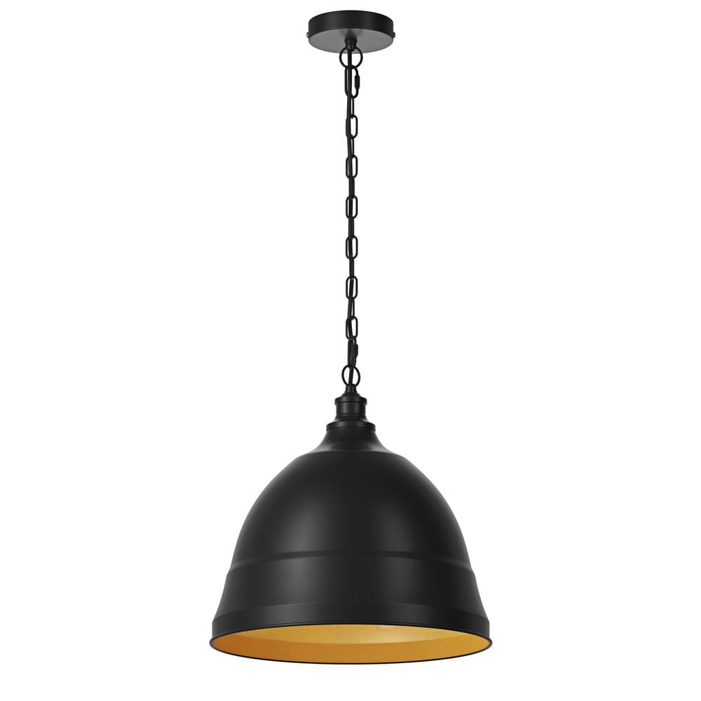 Farmhouse 15.74 in. 2-Light Matte Black Pendant Light Vintage Hanging Light