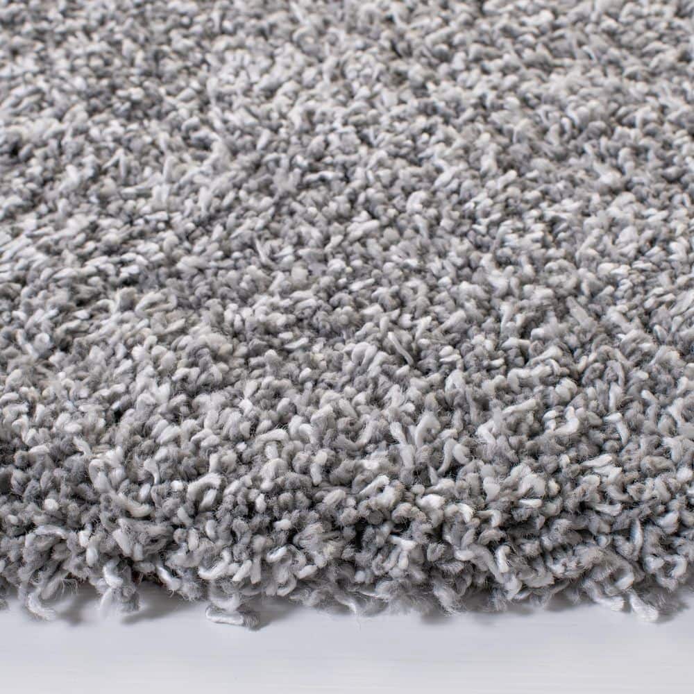 Gray Round Synthetic Shag Area Rug, 6'7"