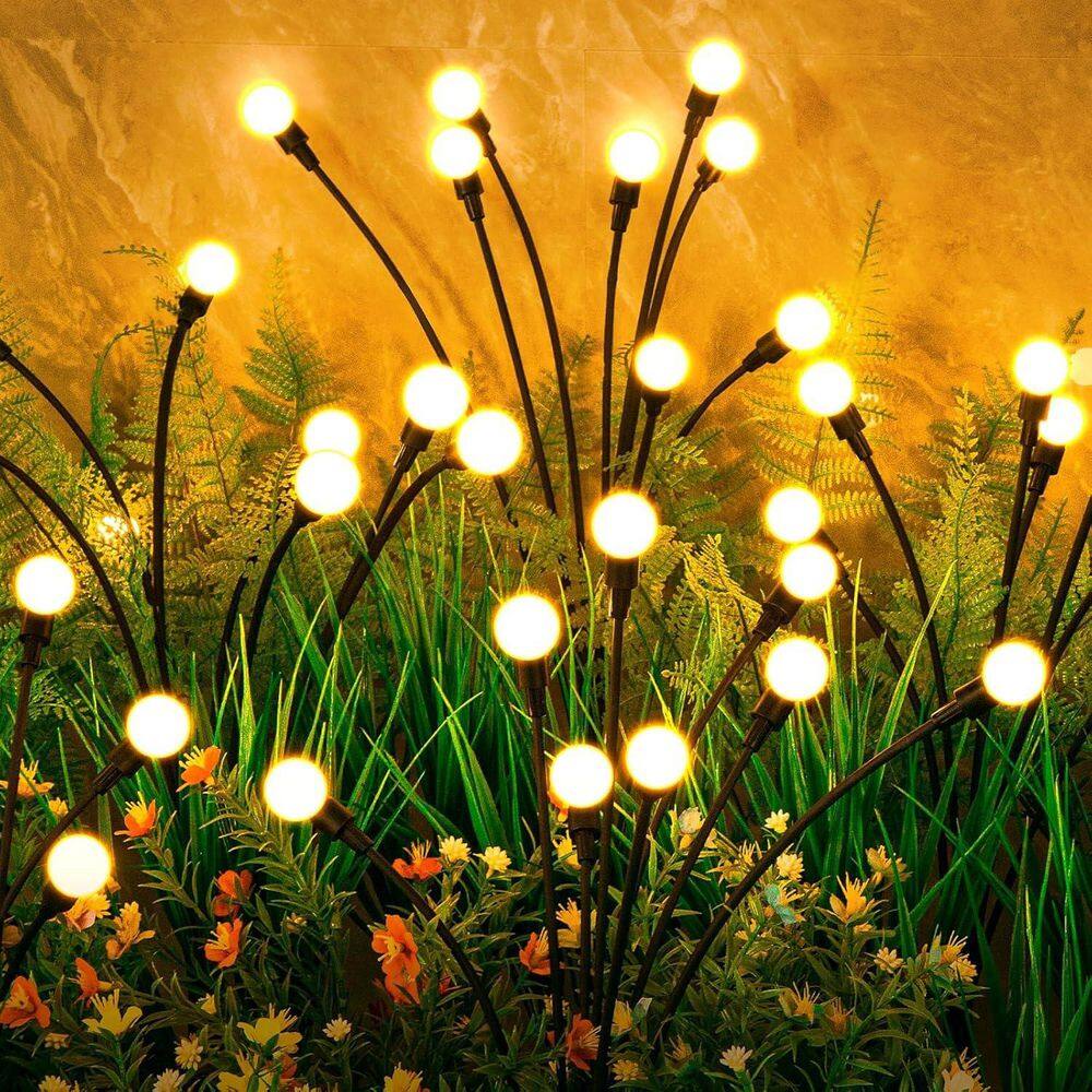Warm White ABS Solar Swaying Firefly Lights, 8 LED, Wind Swaying, IP65 Waterproof, Outdoor Garden Decor, 4-Pack price history on PriceWatchPro
