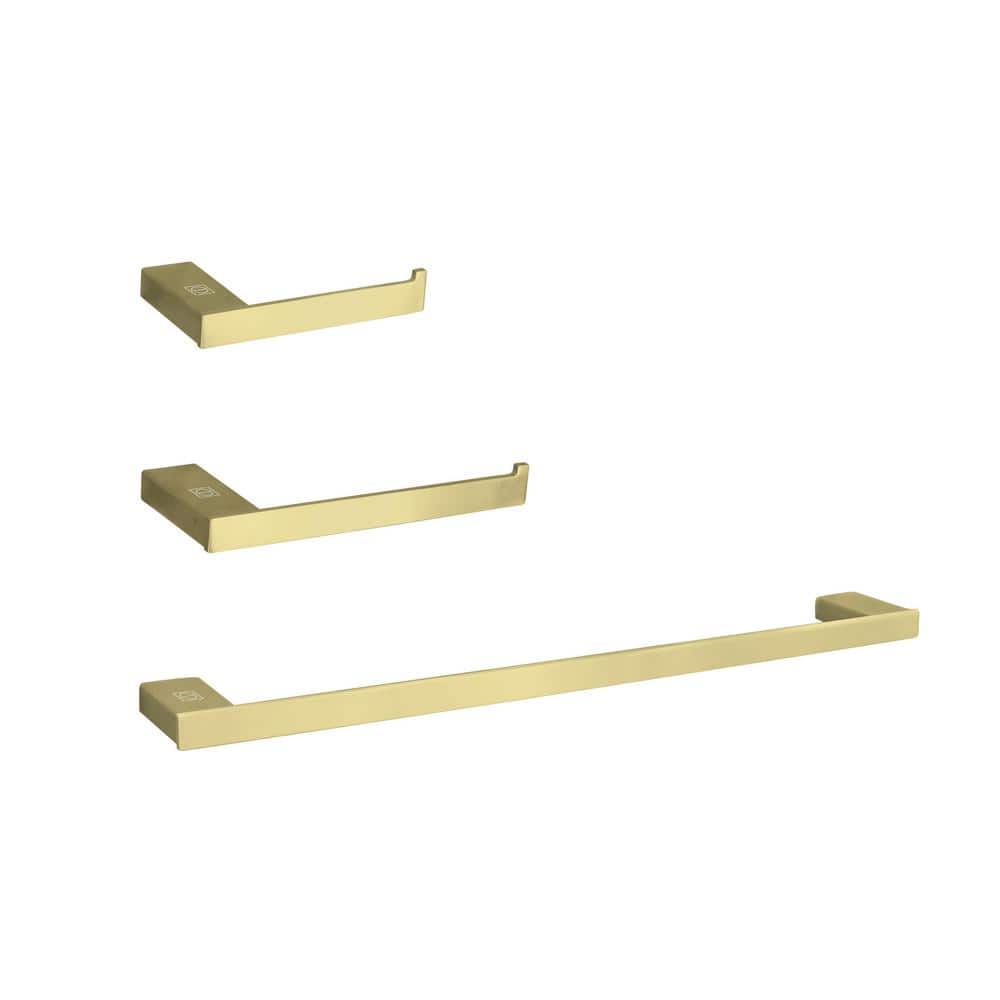 Timeless Home 3-Piece Bath Hardware Set with Toilet Paper Holder and Towel 