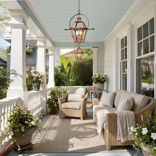 Quoizel Rue De Royal 2-Light Copper Outdoor Pendant Light RO1911AC