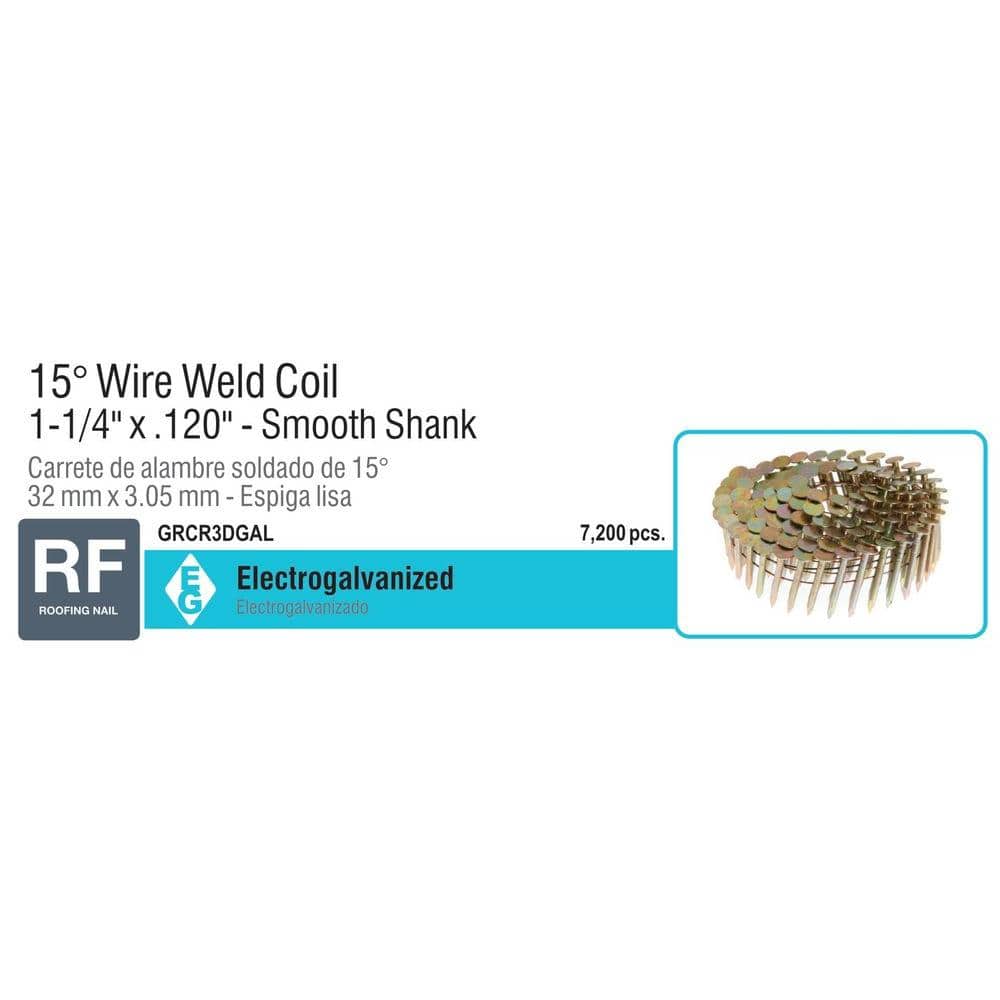 GripRite 11/4 x 0.120 in.Gauge Galvanized Smooth Shank Wire Coil