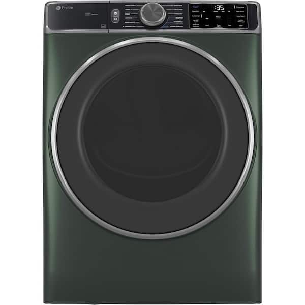 GE Profile 7.8 cu.ft. Capacity Vented Smart Front Load Electric Dryer in Green with Quick Dry plus Steam and Sanitize Cycle