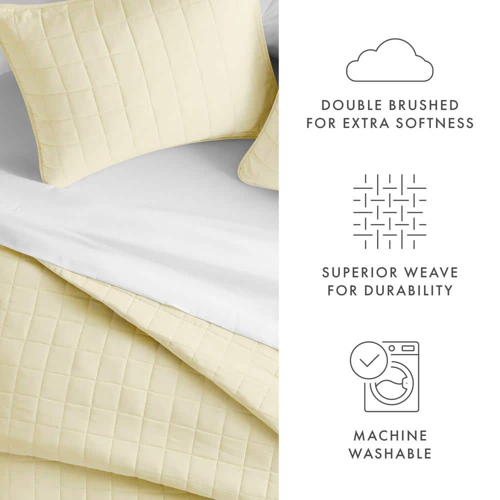 Yellow Twin Microfiber Quilt Set with Pillow Sham