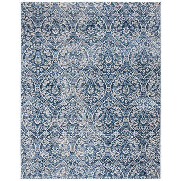 Brentwood Navy/Light Gray 9 ft. x 12 ft. Floral Geometric Medallion Area Rug