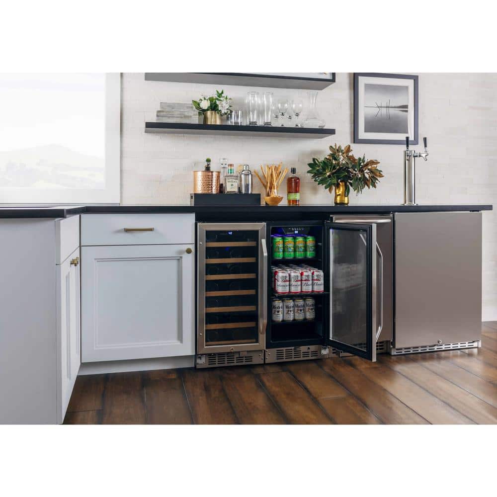 EdgeStar 15-Inch Stainless Steel Undercounter Beverage Cooler with Glass Door