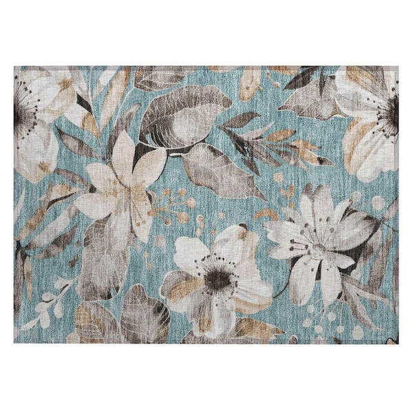 Addison Rugs Chantille Machine Washable Indoor/Outdoor Abstract ACN2260 Teal 1 ft. 8 in. x 2 ft. 6 in. Accent Rug