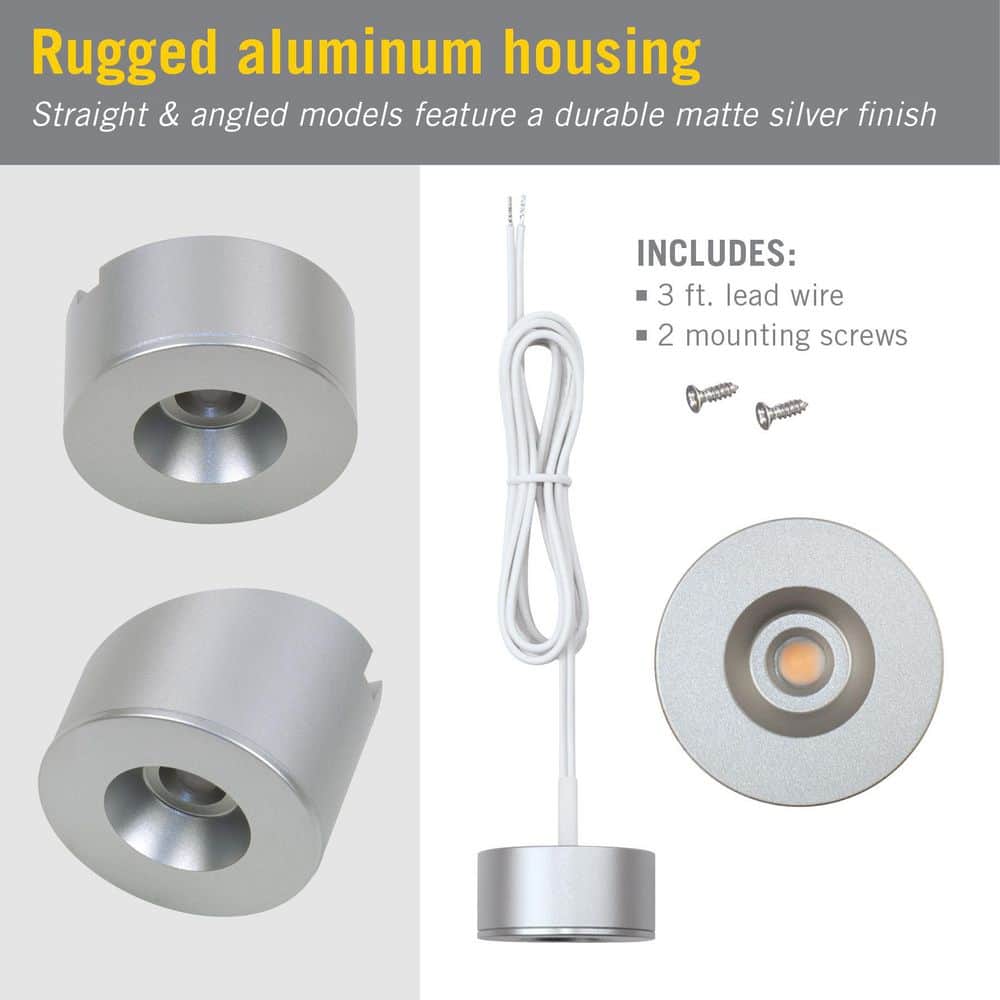 Flat Silver 2700K Warm White Under Cabinet LED Puck Light