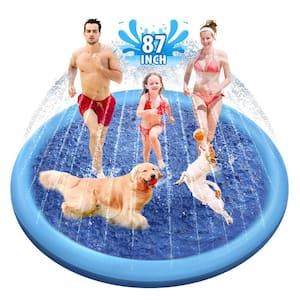 Summer 85 in. Anti-Slip Splash Sprinkler Pad, Pet Kiddie Pool for Outdoor Patio Garden Lawn