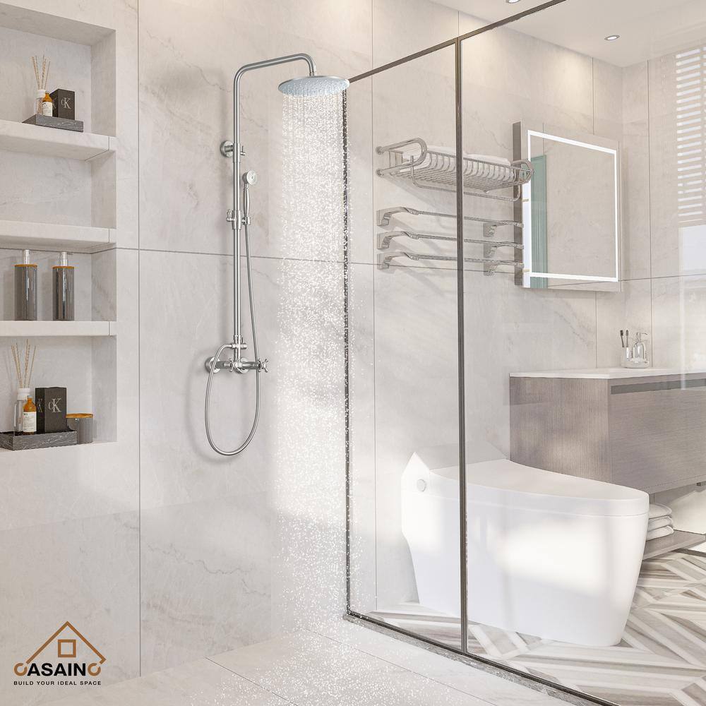Brushed Nickel Adjustable Rainfall and Handheld Shower System