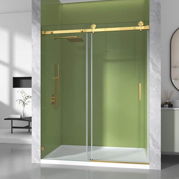 MOHALEN 56-61 in. W x 79 in. H Double Sliding Frameless Shower