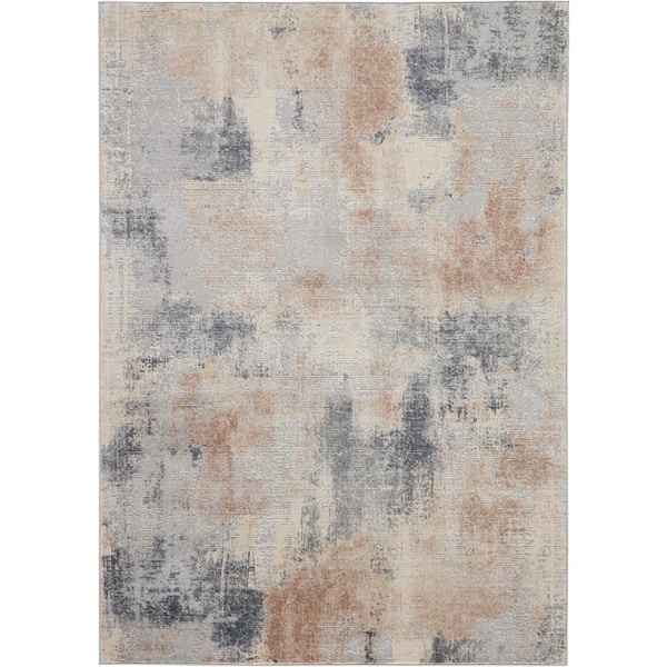 Nourison Rustic Textures Beige Grey 6 ft. x 9 ft. Abstract Contemporary Area Rug