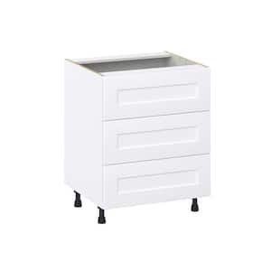 Wallace Painted Warm White Shaker Assembled Base Kitchen Cabinet with 3 Even Drawers (27 in. W X 34.5 in. H X 24 in. D)