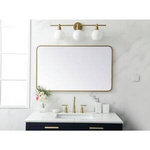 Timeless Home 40 in. H x 24 in. W Brass Modern Soft Corner Rectangular Wall Mirror