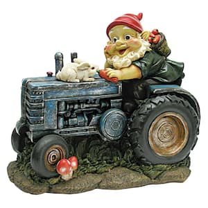 10 in. H Bunny on Board the Tractor Garden Gnome Statue
