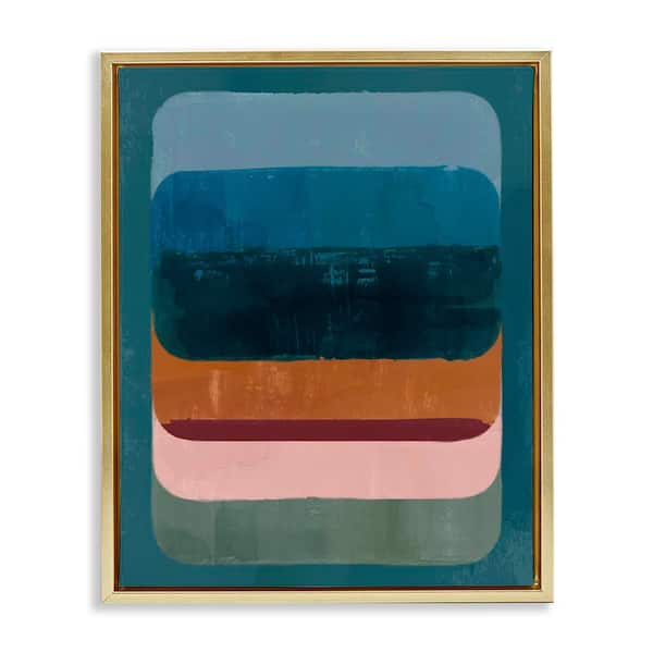 Stupell Industries Southwestern Inspired Pattern by Victoria Barnes Gold Floater Frame Abstract Graphic Art Print 31 in. x 25 in.