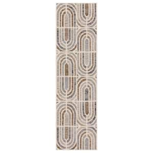 Westpoint Sand 2 ft. 1 in. x 5 ft. Modern Contemporary Geometric Linework Runner Rug