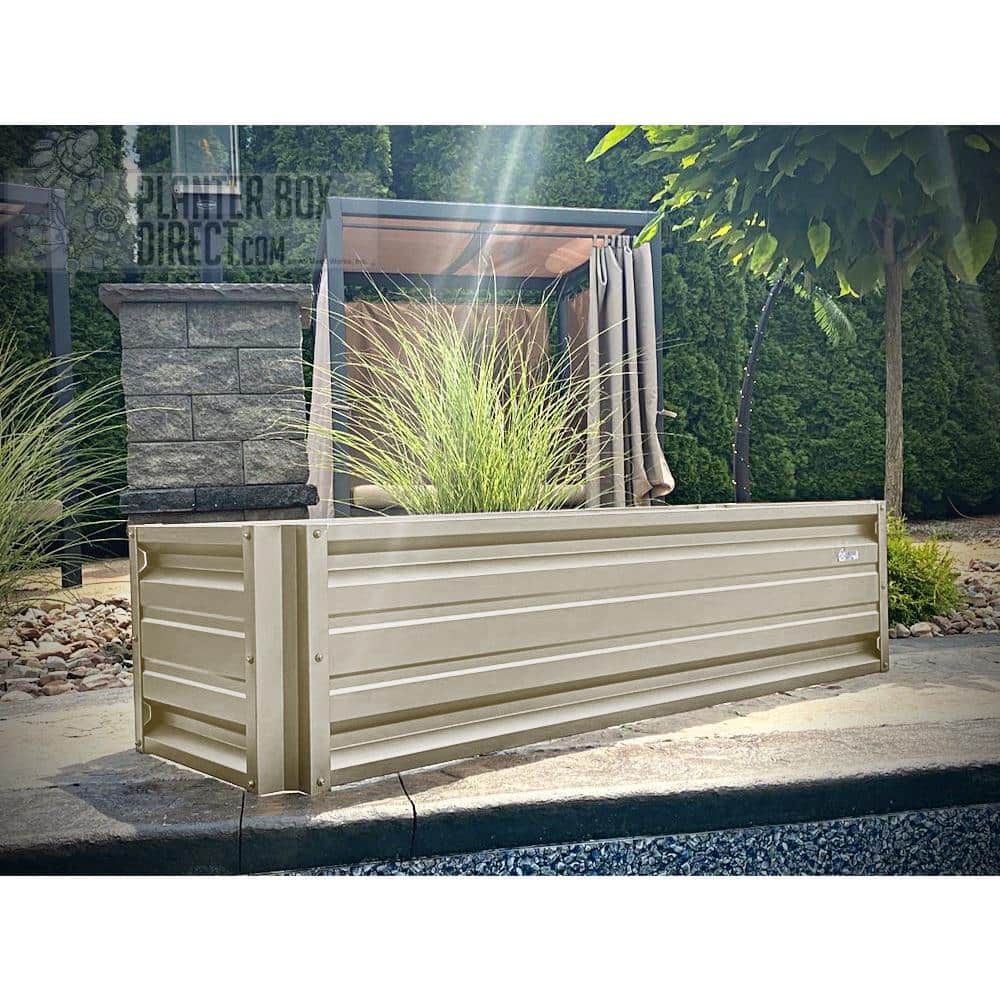 Light Stone Rectangular Galvalume Steel Raised Garden Bed 24 x 72 with 18 Inch High Walls