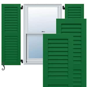 EnduraCore 2-Equal Louver 18 in. W x 37 in. H Louvered Composite Shutters Pair in Viridian Green