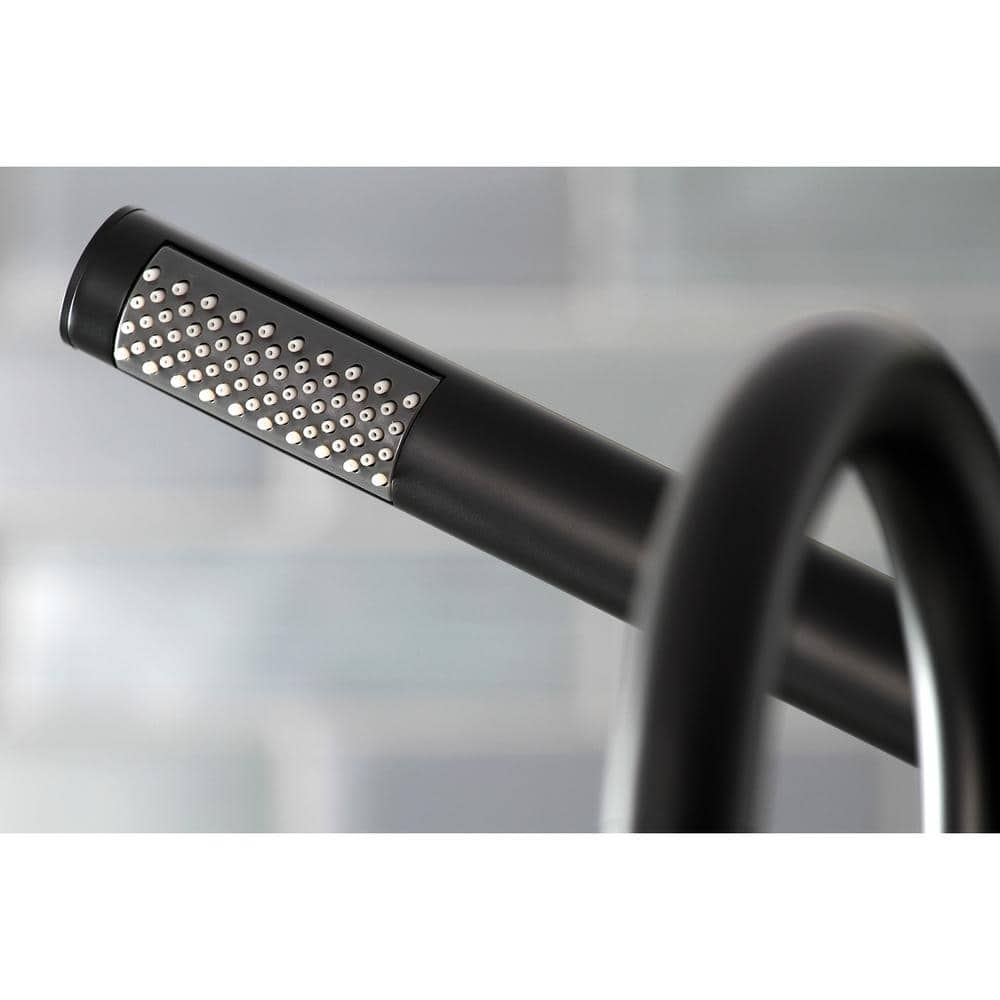 Matte Black Brass Deck Mount Tub Filler with Hand Shower