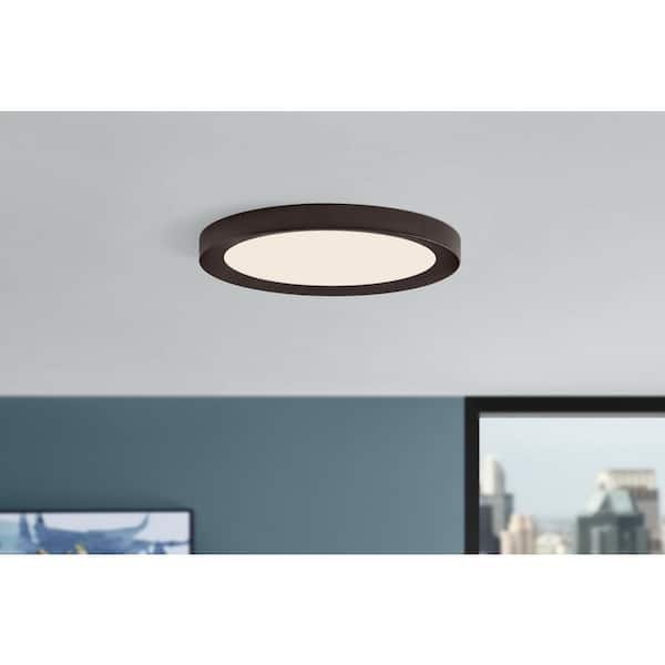 Home Decorators Collection Calloway 19 in. Bronze Integrated LED 5CCT Flush Mount