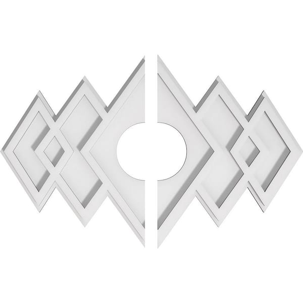 Ekena Millwork 20 in. W x 13-3/8 in. H x 4 in. ID x 1 in. P Zoe Architectural Grade PVC Contemporary Ceiling Medallion (2-Piece)